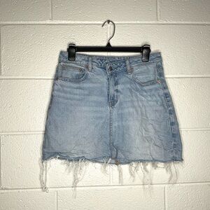 < American Eagle Distressed Denim Mini Skirt >